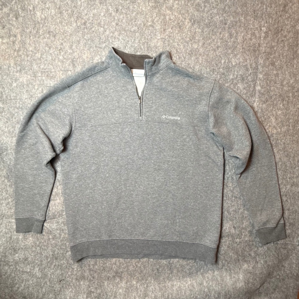 Columbia Hart Mountain II Mens Quarter Zip Fleece Pullover L Grey AM6771